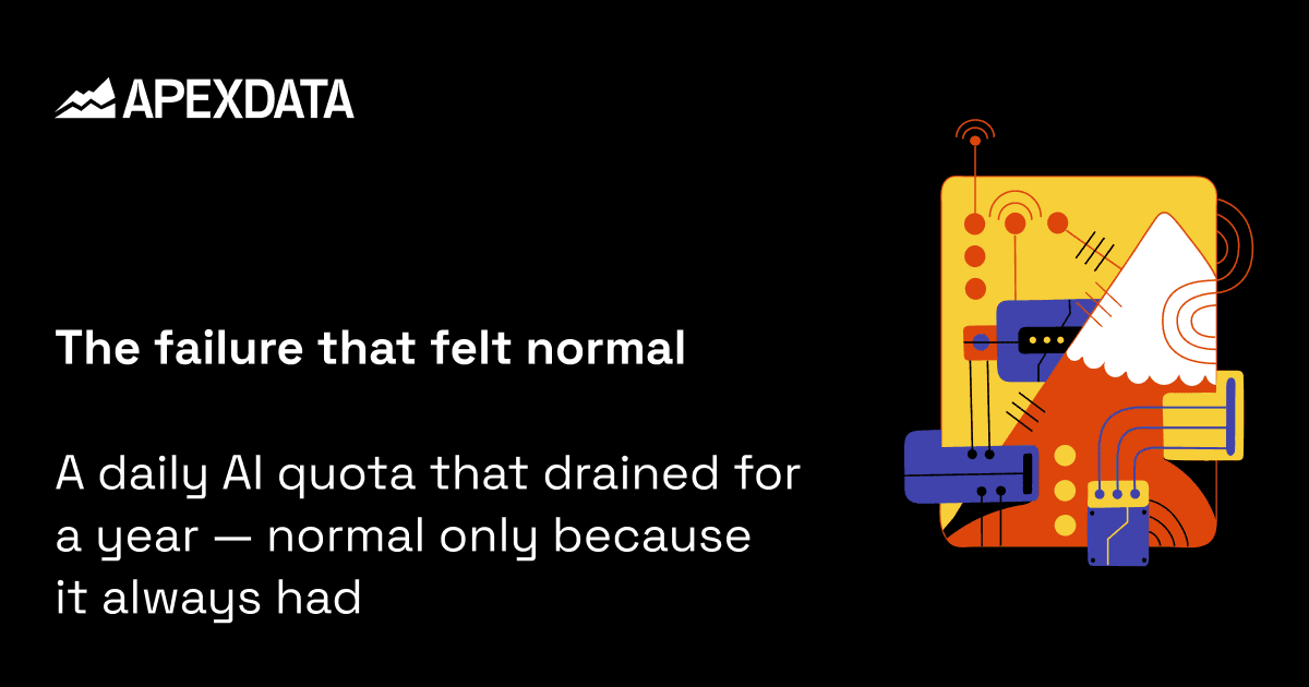 The failure that felt normal — A daily AI quota that drained for a year, normal only because it always had