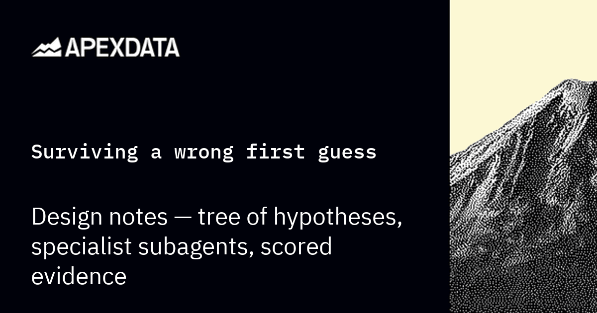 Surviving a wrong first guess — design notes: tree of hypotheses, specialist subagents, scored evidence