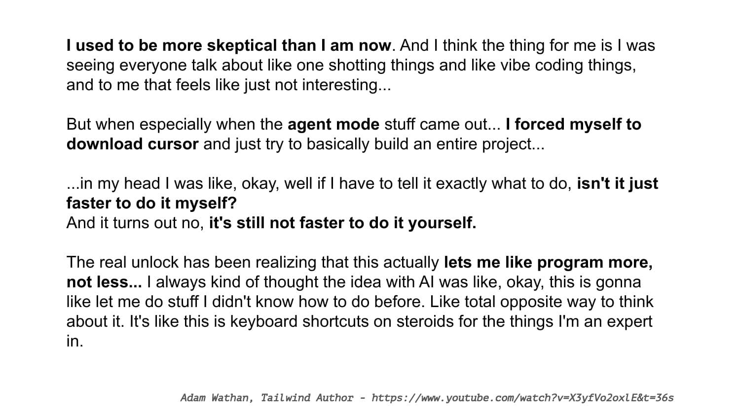 Adam Wathan (Tailwind): 'I used to be more skeptical than I am now... it's still not faster to do it yourself'