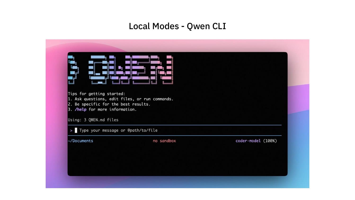 Local modes — Qwen CLI