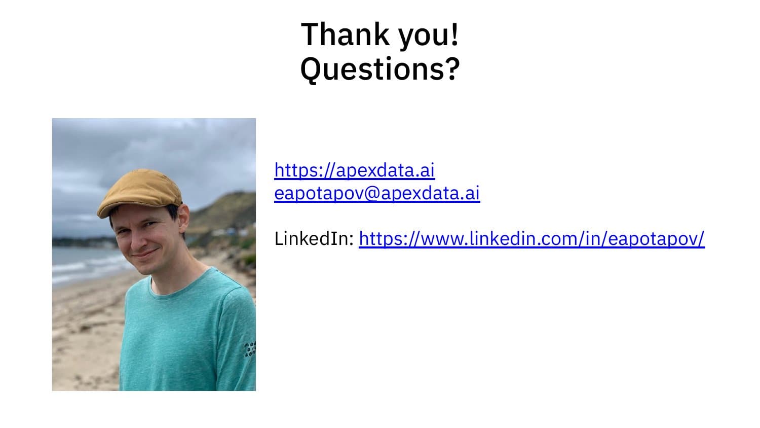 Thank you! Questions?